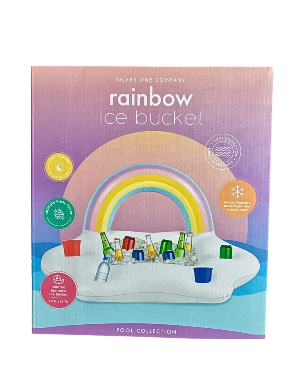 NEW Inflatable Rainbow Ice Bucket
With 4 Drink Holder 19'H
~Pool Collection